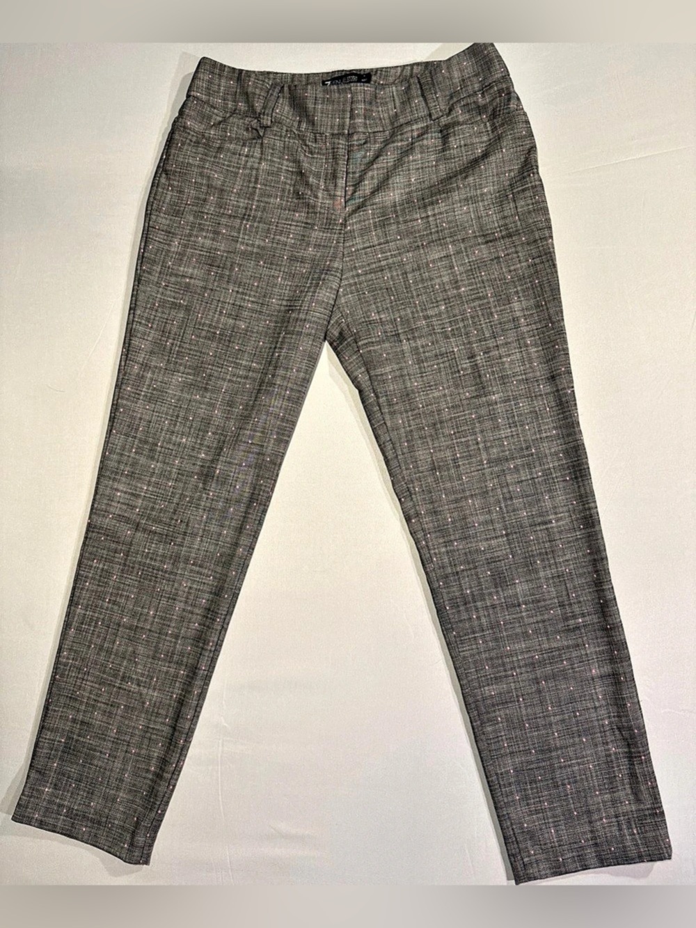 7th Avenue Design Studio Women’s 6 Plaid Ankle Pants Pink Dot Detail
